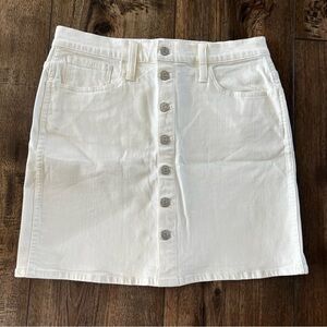 NWT Made Denim Skirt Mini Tule White Cream Stretch Button Front Size 30